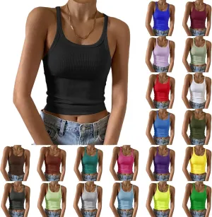 Womens 2025 Slim Fit Camisole Casual Breathable Crewneck Tank Tops Summer Basic Gym Sport Undershirts T-Shirts
