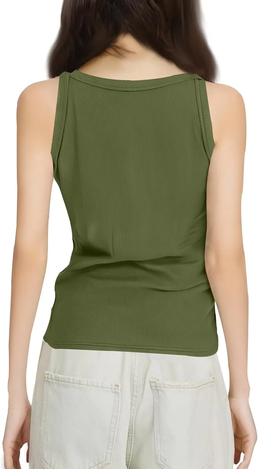 Womens 2025 Slim Fit Camisole Casual Breathable Crewneck Tank Tops Summer Basic Gym Sport Undershirts T-Shirts