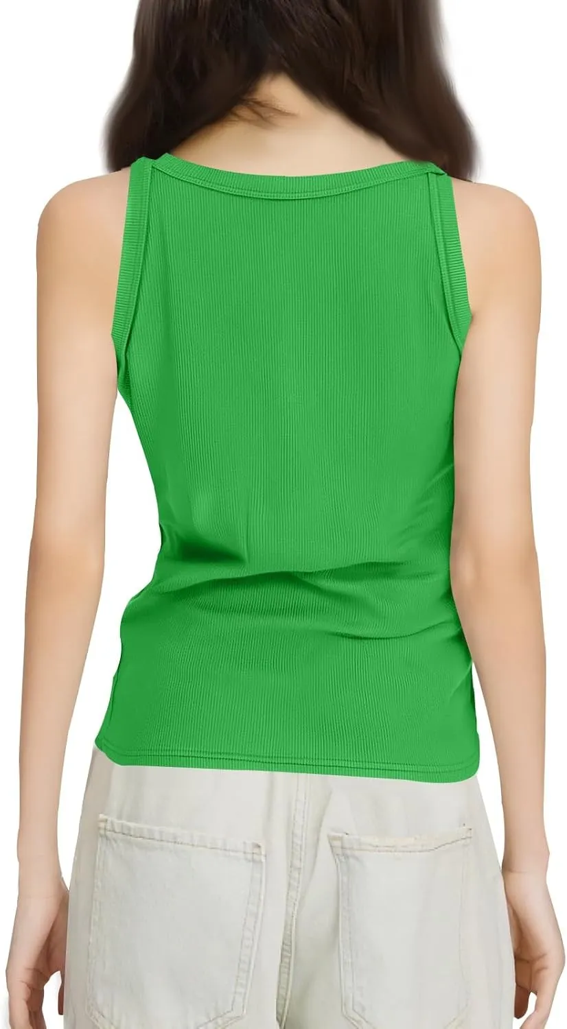 Womens 2025 Slim Fit Camisole Casual Breathable Crewneck Tank Tops Summer Basic Gym Sport Undershirts T-Shirts