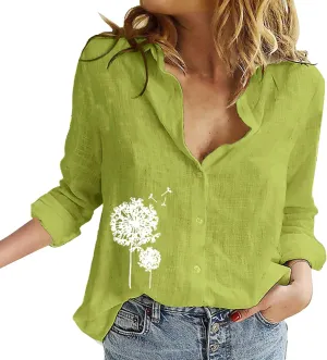 Womens Cotton Linen 3/4 Sleeve Length Y2K Tops Cute Graphic Tee Solid Color Button Down Shirts Oversized Tshirts for Women
