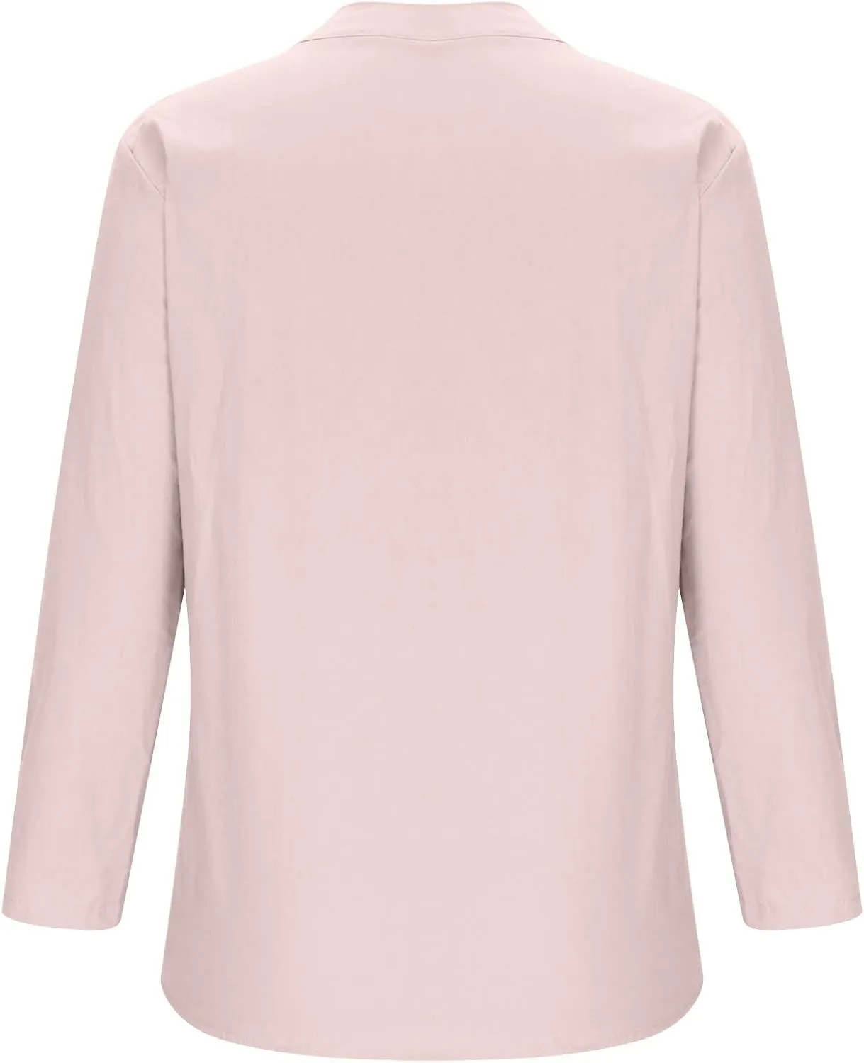 Womens Cotton Linen Button Down Long Shirts Summer Blouse Long Sleeve V Neck Loose Gauze Casual Beach Clothes