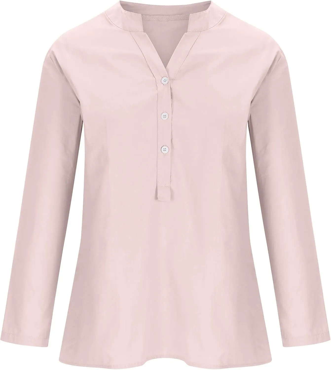 Womens Cotton Linen Button Down Long Shirts Summer Blouse Long Sleeve V Neck Loose Gauze Casual Beach Clothes