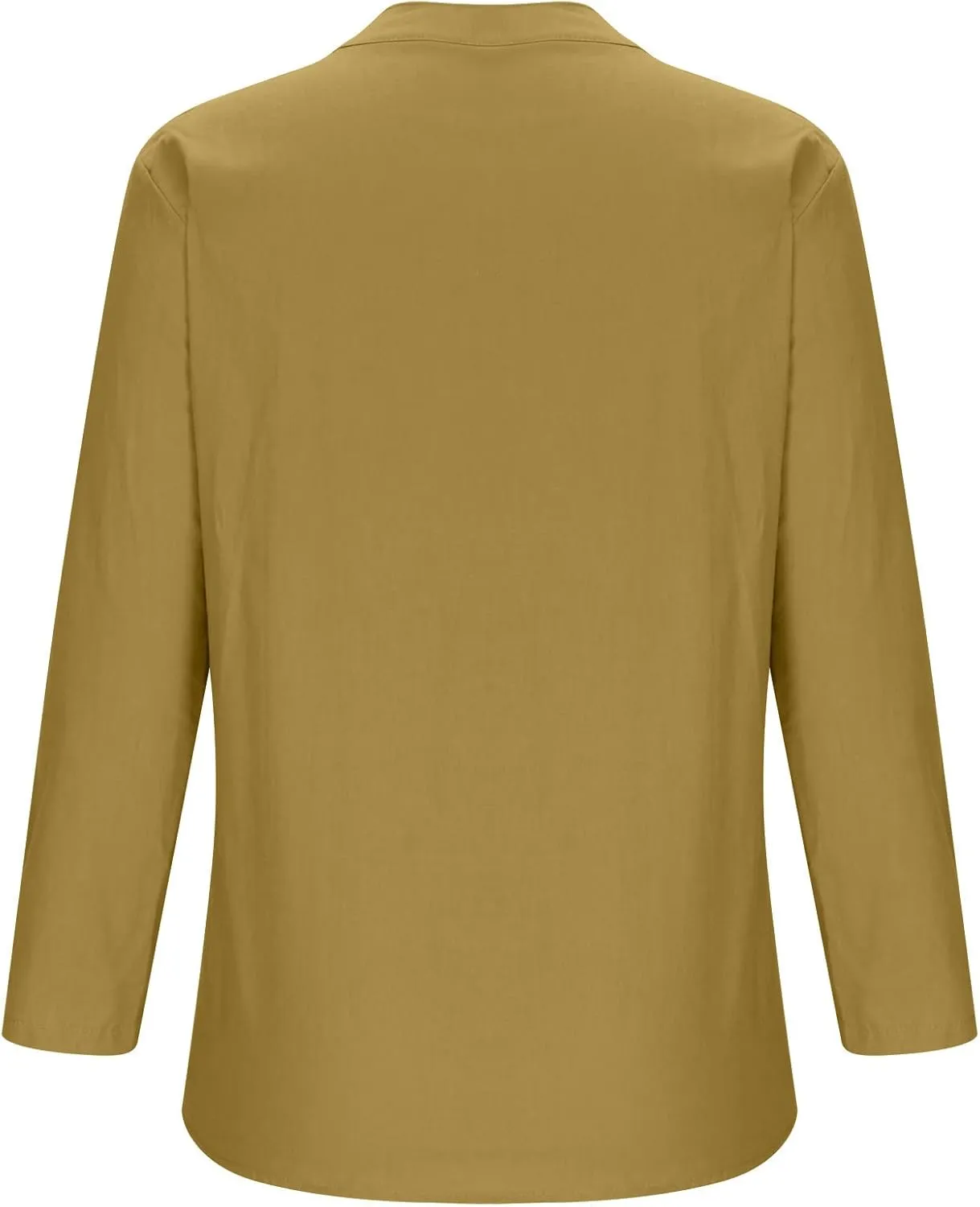 Womens Cotton Linen Button Down Long Shirts Summer Blouse Long Sleeve V Neck Loose Gauze Casual Beach Clothes