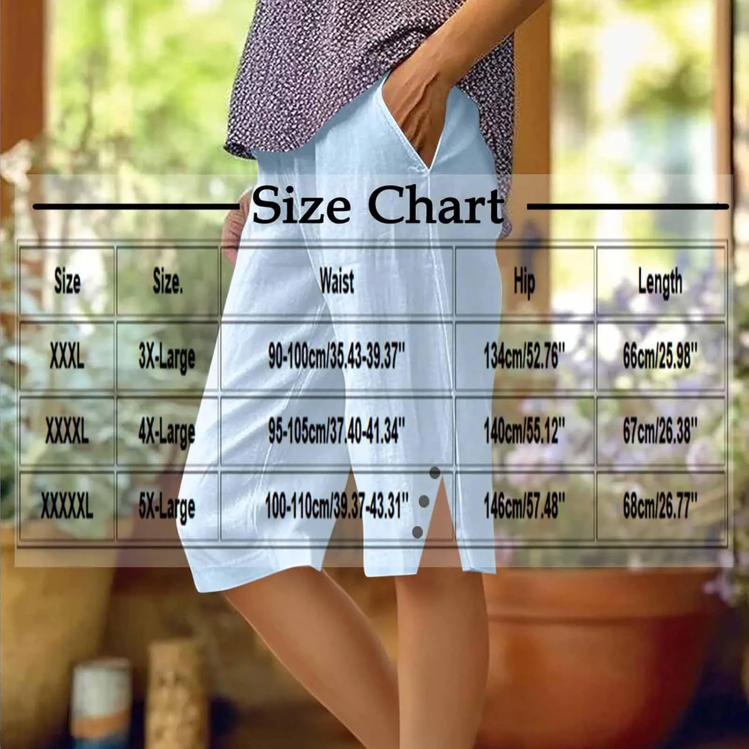 Women's Cotton Linen Capri Pants Wide Leg Knee Length Bermuda Shorts Cropped Lightweight Beach Trousers with Pockets