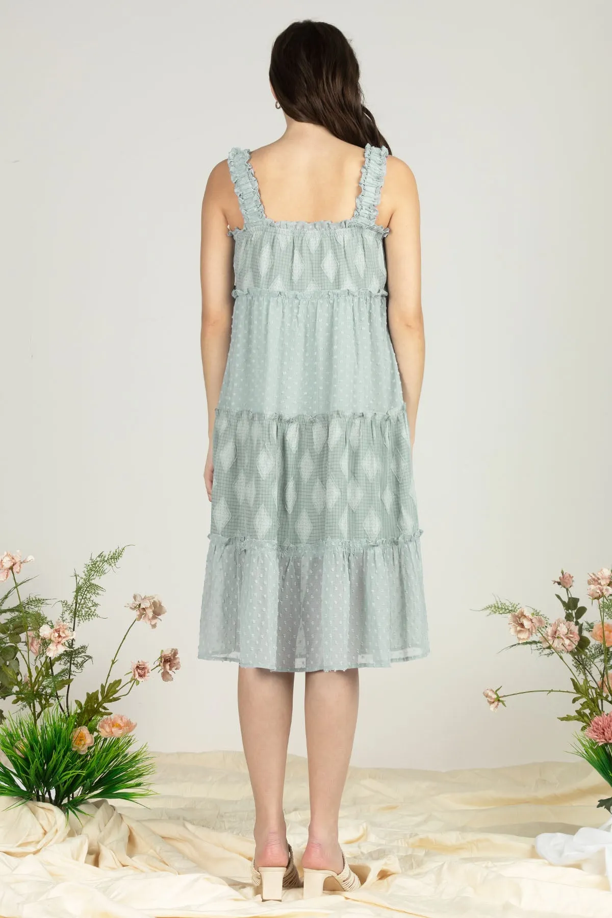 Women's Dotted Diamond Tiered Ruffle Dress