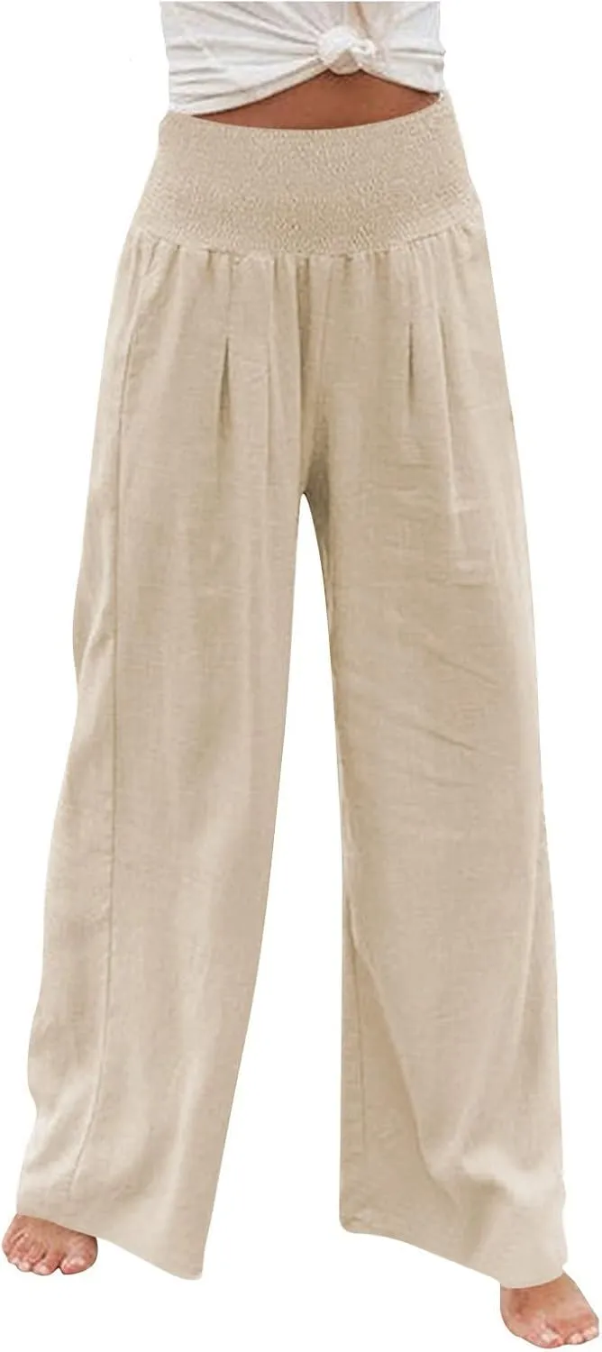 Women's Dress Pants Solid Wide Leg Casual Sport Trousers Straight Leg High Waist Pants Casual Trousers Sweatpants