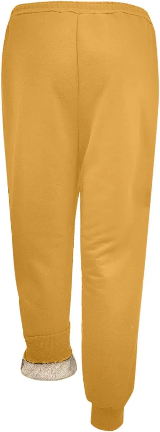 Women's Fleece Lined Sweatpants Joggers Pants Lounge Cotton Comfort Trousers Drawstring Sweatpants Plain Tracksuit