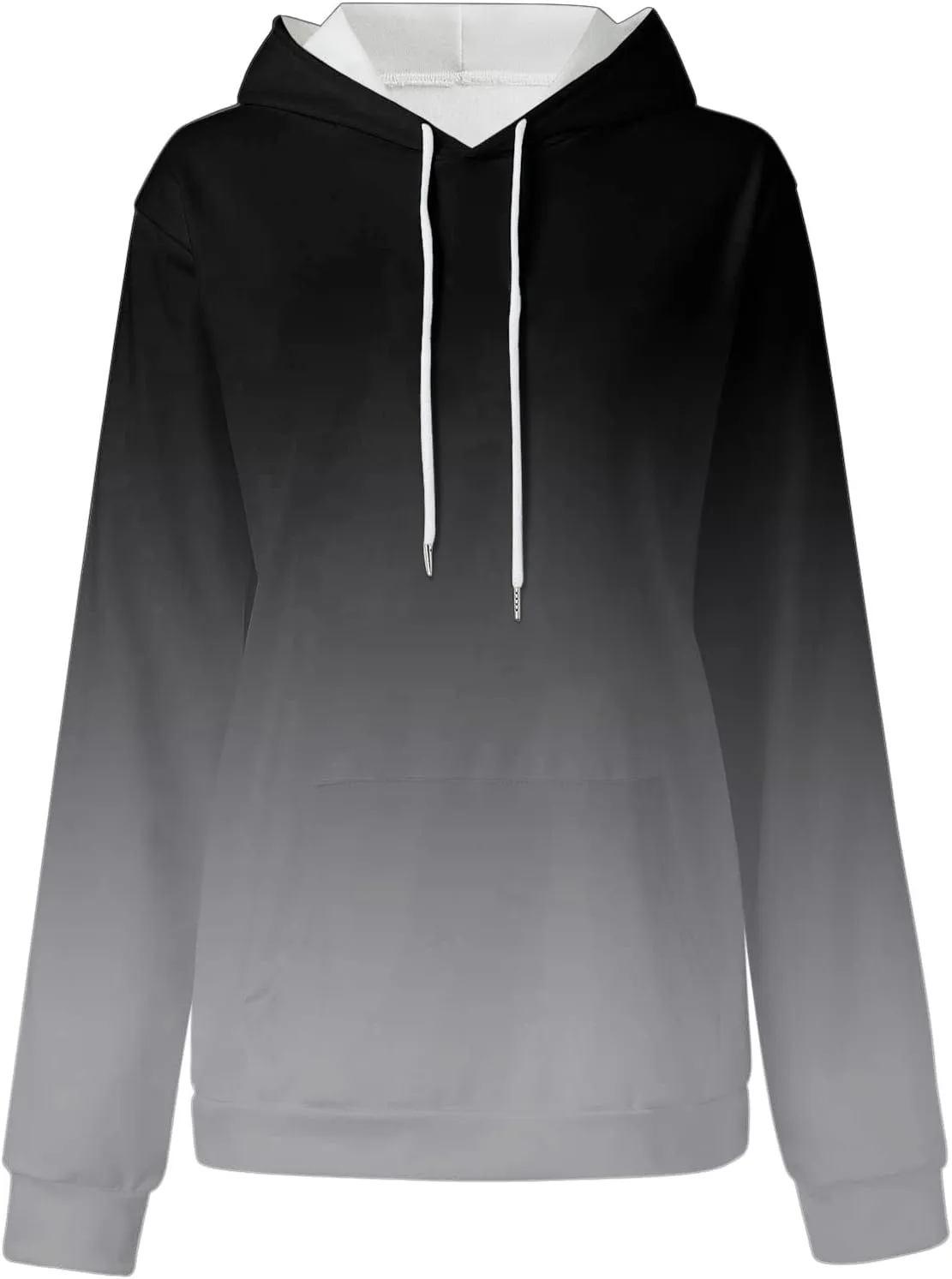 Womens Gradient Print Oversized Sweatshirt Drawstring Pullover with Pocket Trendy Sweater Tops Fashion Clothes 1