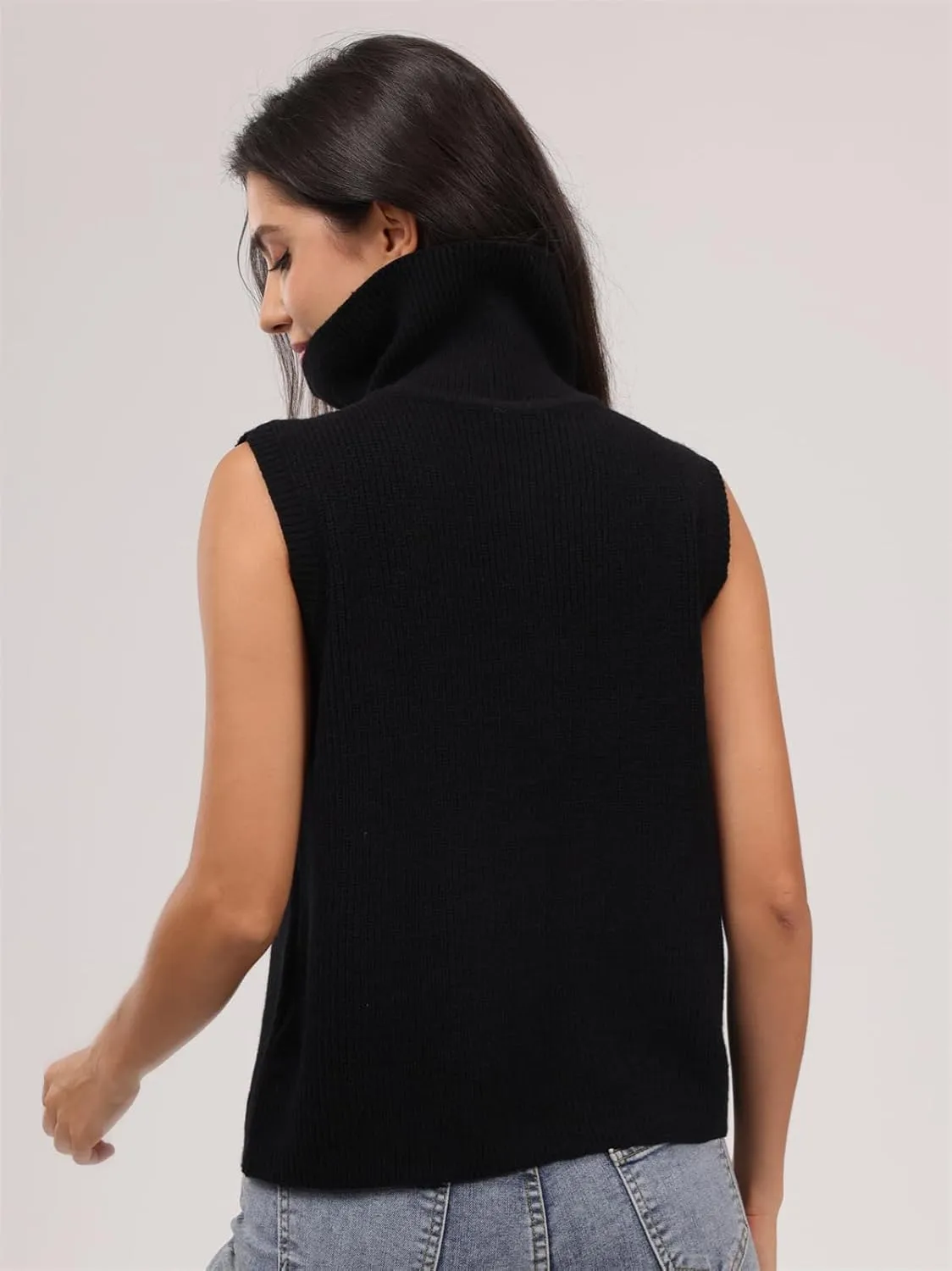 Women's Half Zip Knit Sweater Vest Sleeveless Mock Neck Twist Front Pullover Tank Tops