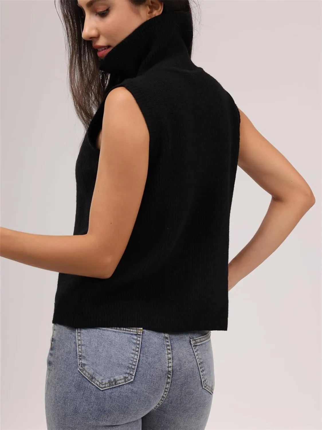 Women's Half Zip Knit Sweater Vest Sleeveless Mock Neck Twist Front Pullover Tank Tops