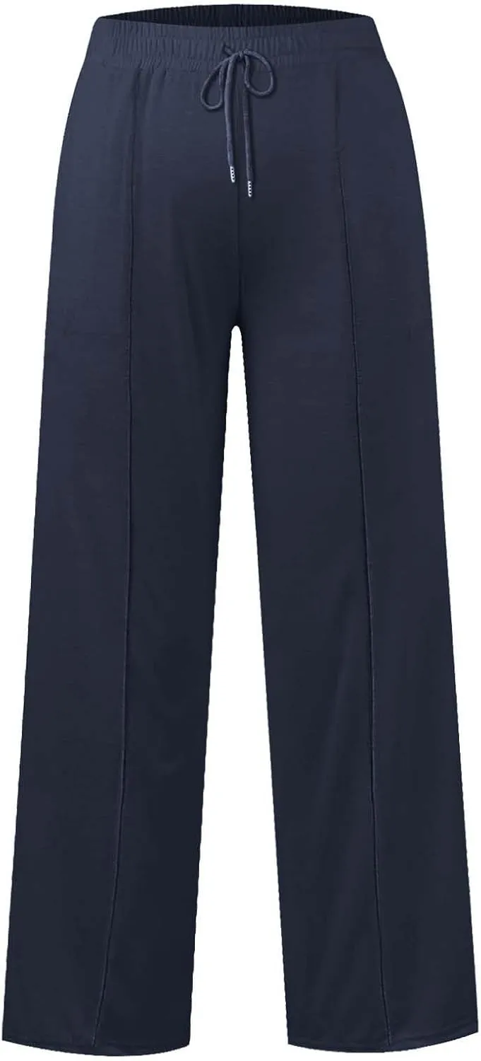 Womens High Waisted Wide Leg Lounge Sweat Pants Baggy Loose Athletic Joggers Pants Drawstring Comfy Flare Sweatpants