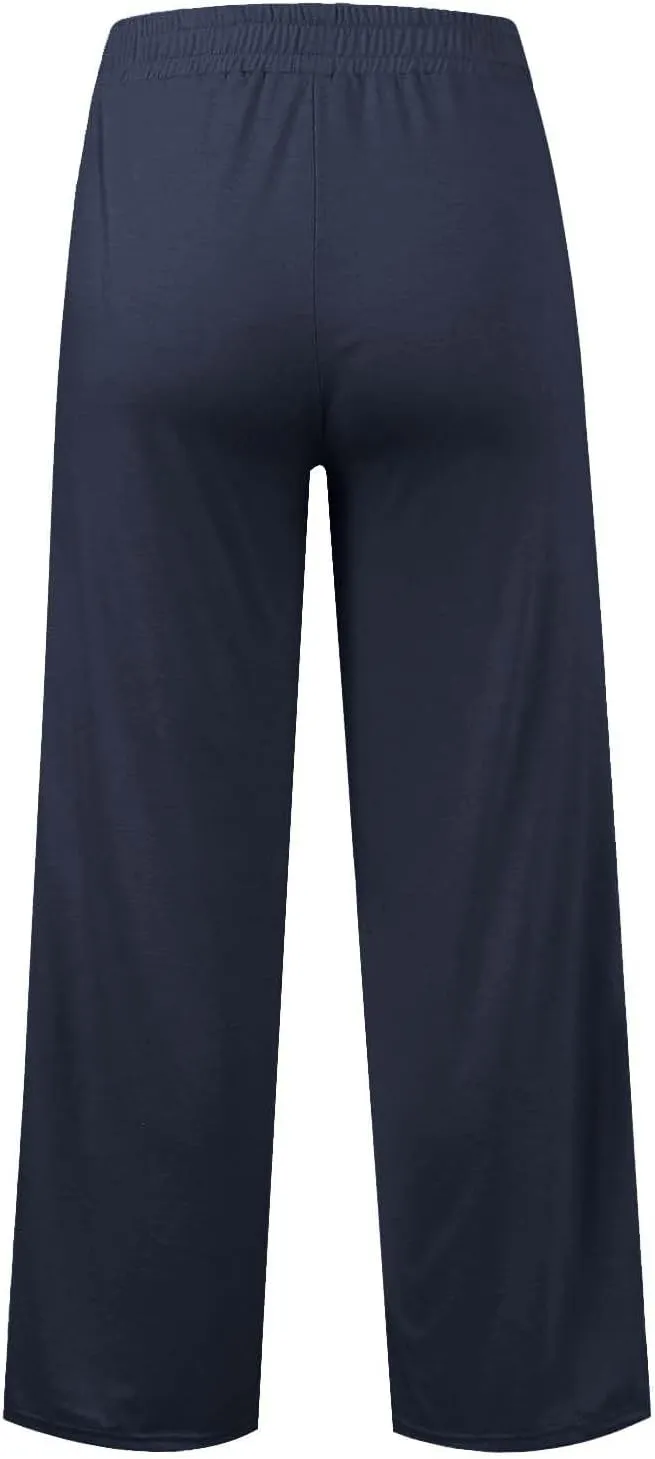 Womens High Waisted Wide Leg Lounge Sweat Pants Baggy Loose Athletic Joggers Pants Drawstring Comfy Flare Sweatpants