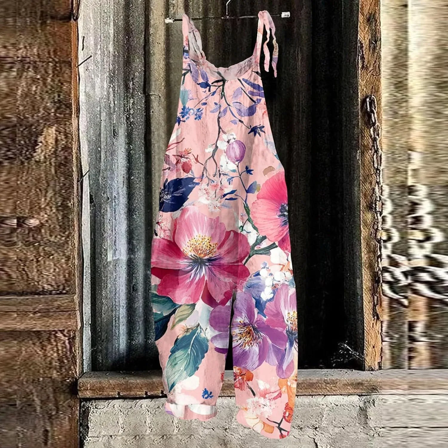 Women's Jumpsuits, Rompers & Overalls Wide Leg Woman Sleeveless Floral Jumpsuit Summer 2025 with Pocket