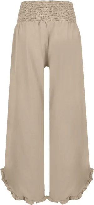 Womens Linen Pants with Pockets Casual High Waisted Pleated Irregular Cotton Linen Drawstring Elastic Waist Pants