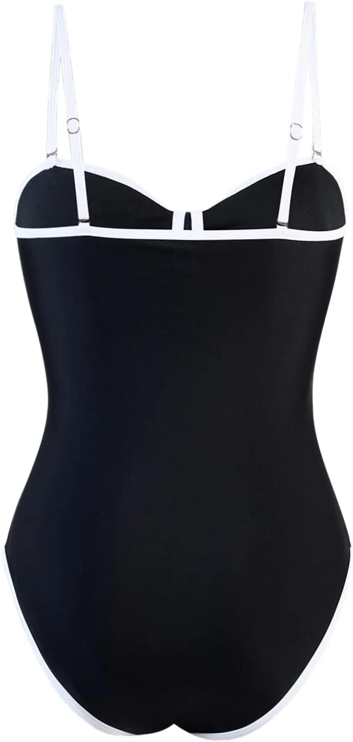 Women's One Piece Swimsuit with Cover up Set Beach Skirt Retro Swimsuit for Women Two Piece Bathing Suit