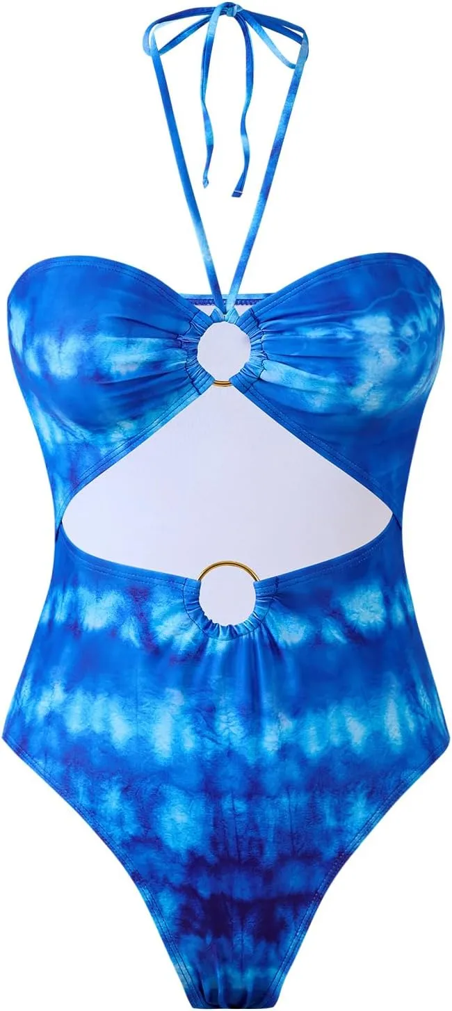 Women's One Piece Swimsuit with Cover up Set Beach Skirt Retro Swimsuit for Women Two Piece Bathing Suit