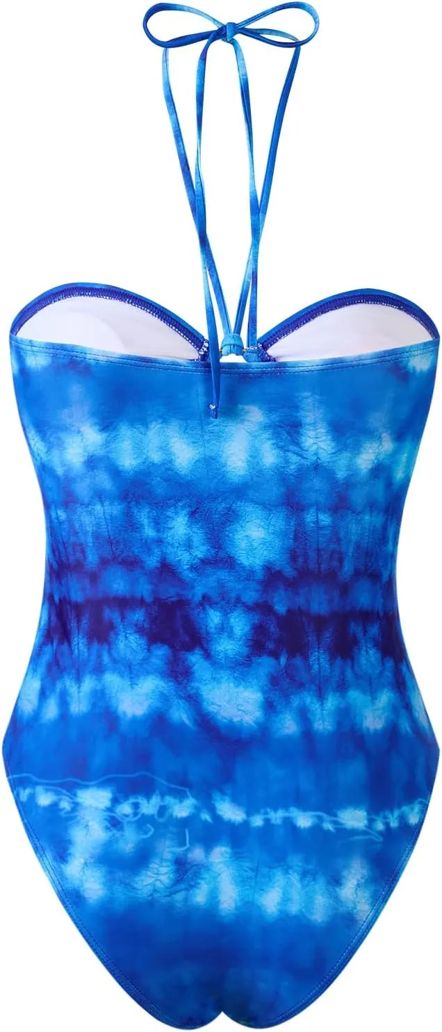 Women's One Piece Swimsuit with Cover up Set Beach Skirt Retro Swimsuit for Women Two Piece Bathing Suit