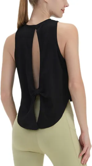 Women's Open Back Workout Tank Tops Trendy Athletic Yoga Blouse Quick-Dry Sleeveless Tees Sports Running Gym Shirts