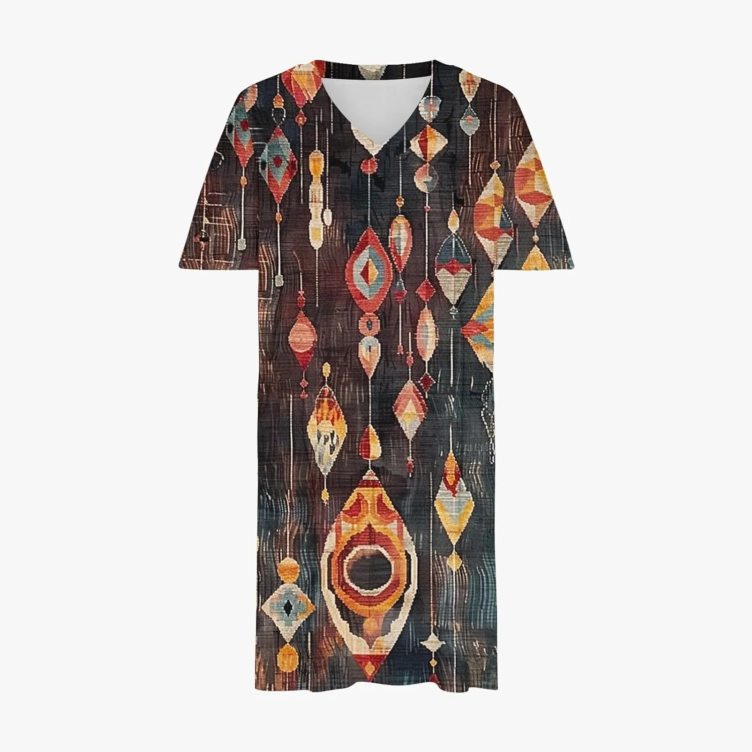 Women's Oversized Summer Sundresses Fashion Printed Loose Casual Dress Short Sleeved Knee Length Dress Beachwear