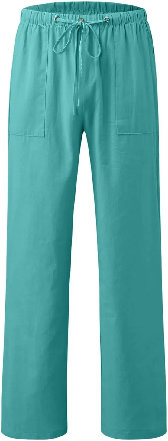 Womens Plus Size Casual Pants Drawstring Elastic Waist Wide Leg Pants Comfy Loose Straight Leg Palazzo Lounge Trouser