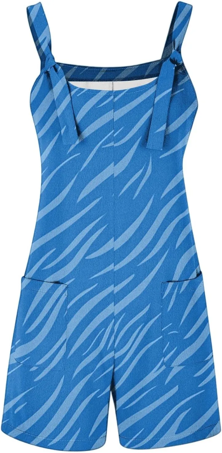 Women'S Rompers Summer Adjustabe Strap Sleeveless One Piece Overalls Loose Casual Wide Leg Beach Jumpsuits Clothes