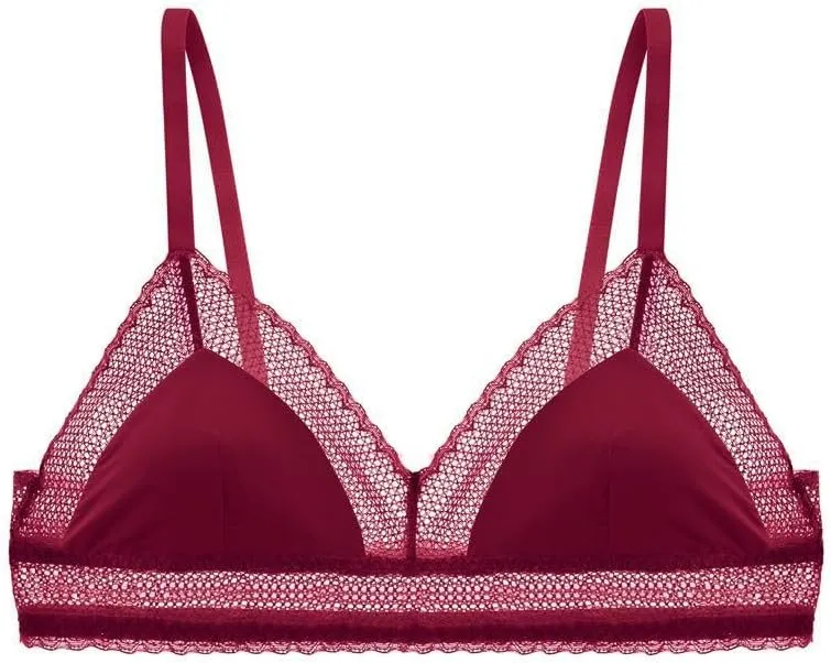 Women's Sexy Lace Trimmed Lingerie Set with Adjustable Straps Bra and Seamless Breathable Briefs