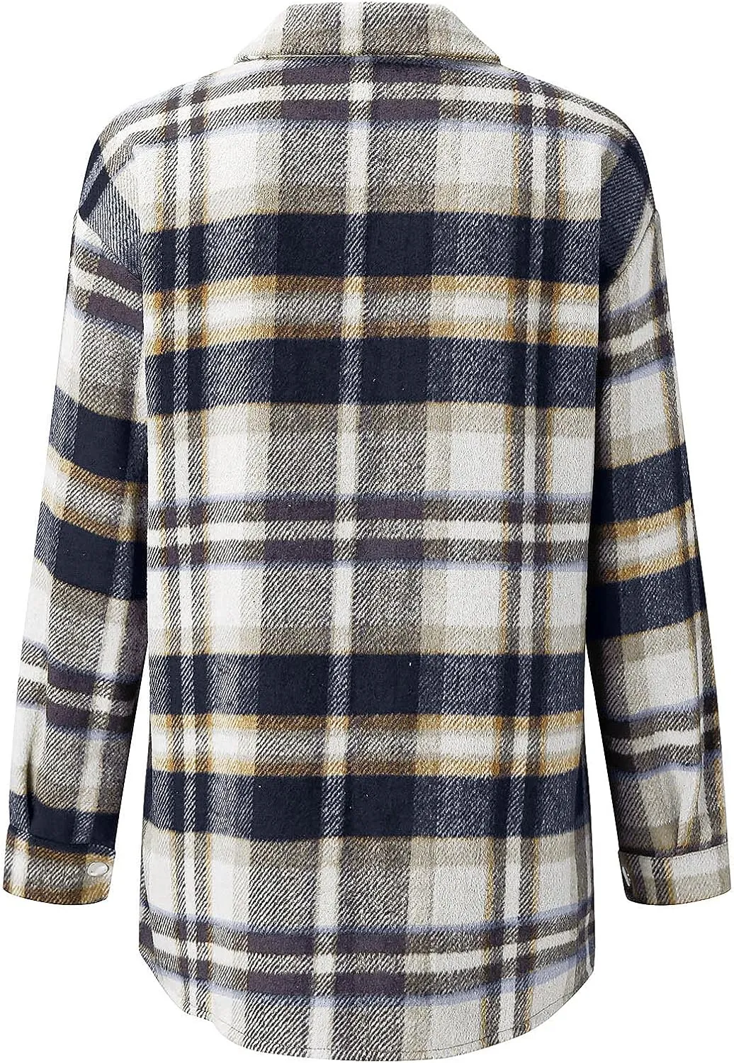 Womens Shirts Plaid Long Sleeve Button Down V Neck Collared Oversized Blouses Coats with Pockets