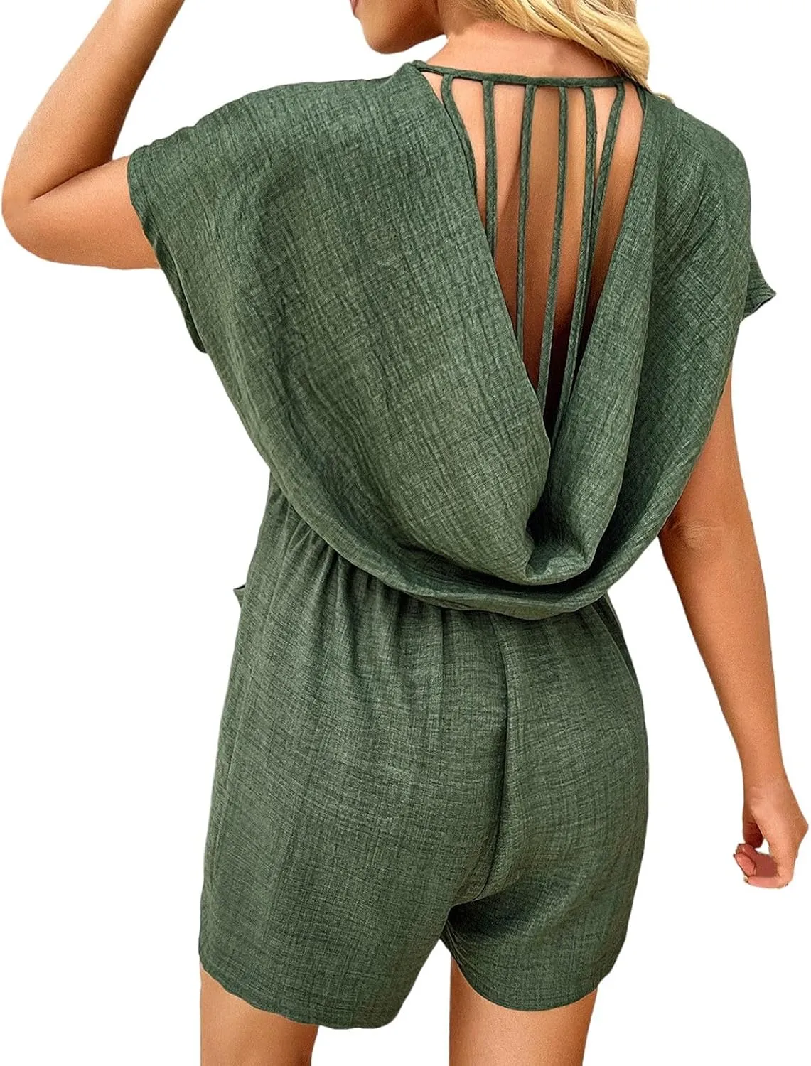 Women's Summer Casual Dressy Jumpsuit Backless Beach Vacation Lightweight Breathable Sleeveless Travel Outfits