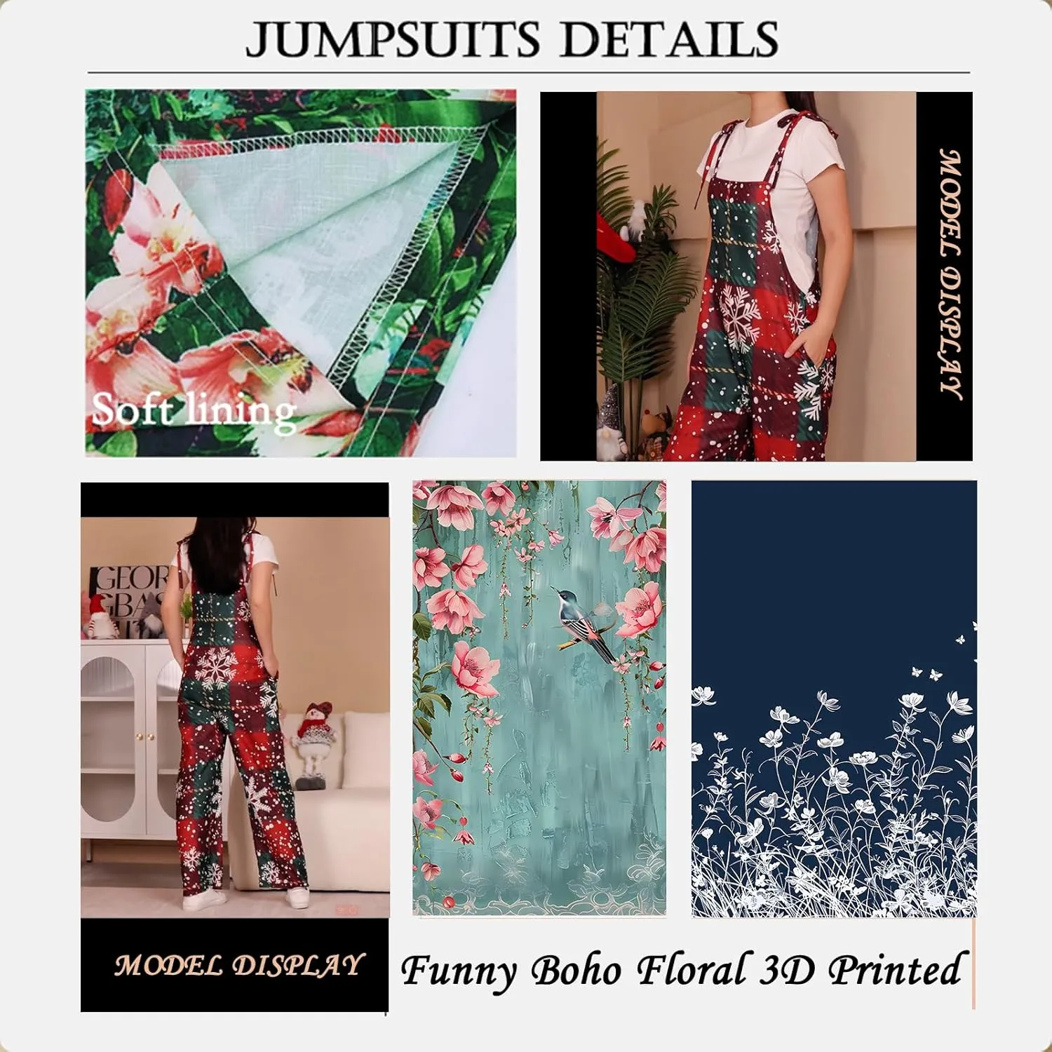 Women's Summer Rompers Loose Wide Leg Casual Wide Leg Long Jumpsuits Rompers with Pockets