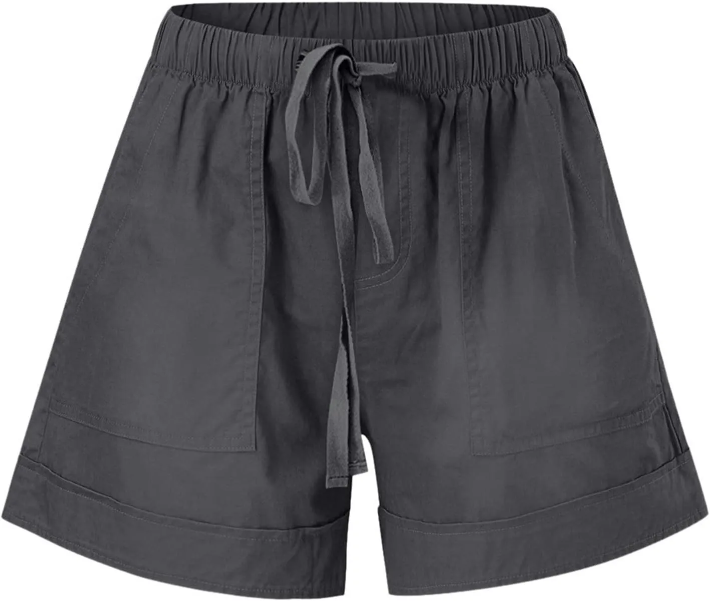 Womens Summer Shorts Plus Size High Waisted Drawstring Wide Leg Comfy Lightweight Lounge Beach Short with Pockets