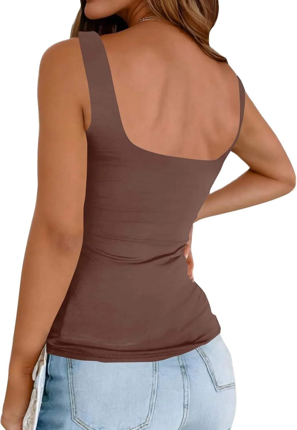 Womens Tank Tops 2025 Square Neck Sleeveless Crop Tee Shirts Summer Going Out Tops Basic Tees Blouses Outfits