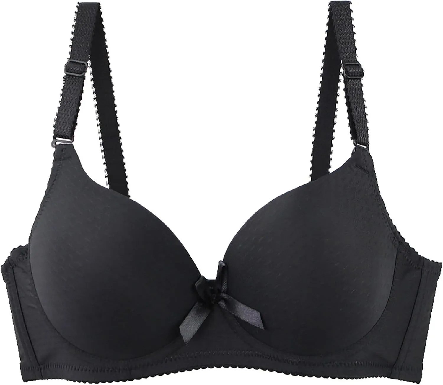 Women's Underwired T-Shirt Bra Push Up Everyday Bras Soft Lace Trimmed Solid Color Smoothing Padded Bra