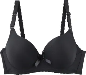 Women's Underwired T-Shirt Bra Push Up Everyday Bras Soft Lace Trimmed Solid Color Smoothing Padded Bra