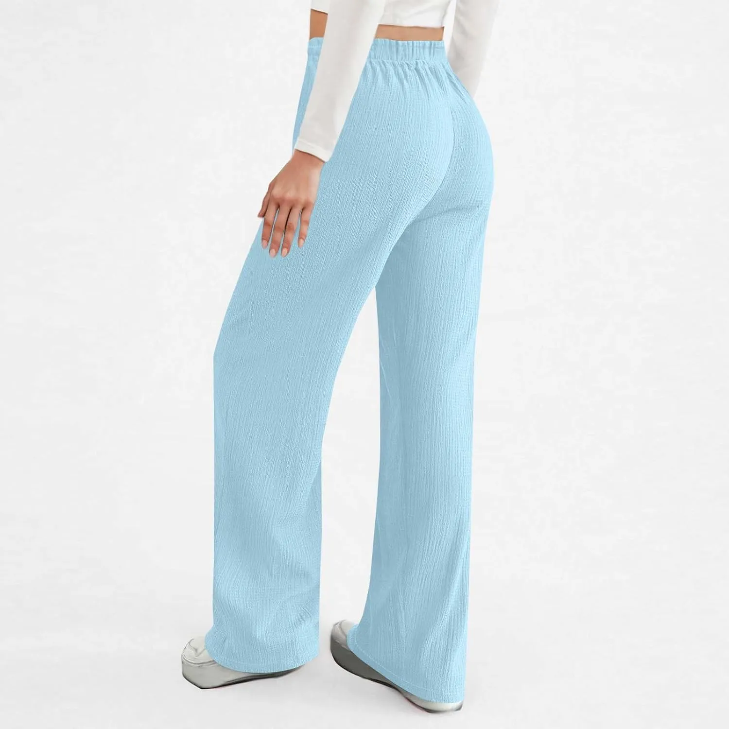Women's Wide Leg Lounge Pants Elastic Waist Ultra Stretch Knit Pants Drawstring Pajama Bottoms Comfy Pants