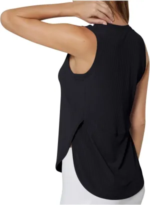 Workout Tank Tops for Woman Quick Dry Running Athletic Tanks High Low Hem Side Slit Yoga Vest Exercise Ribbed Shirts