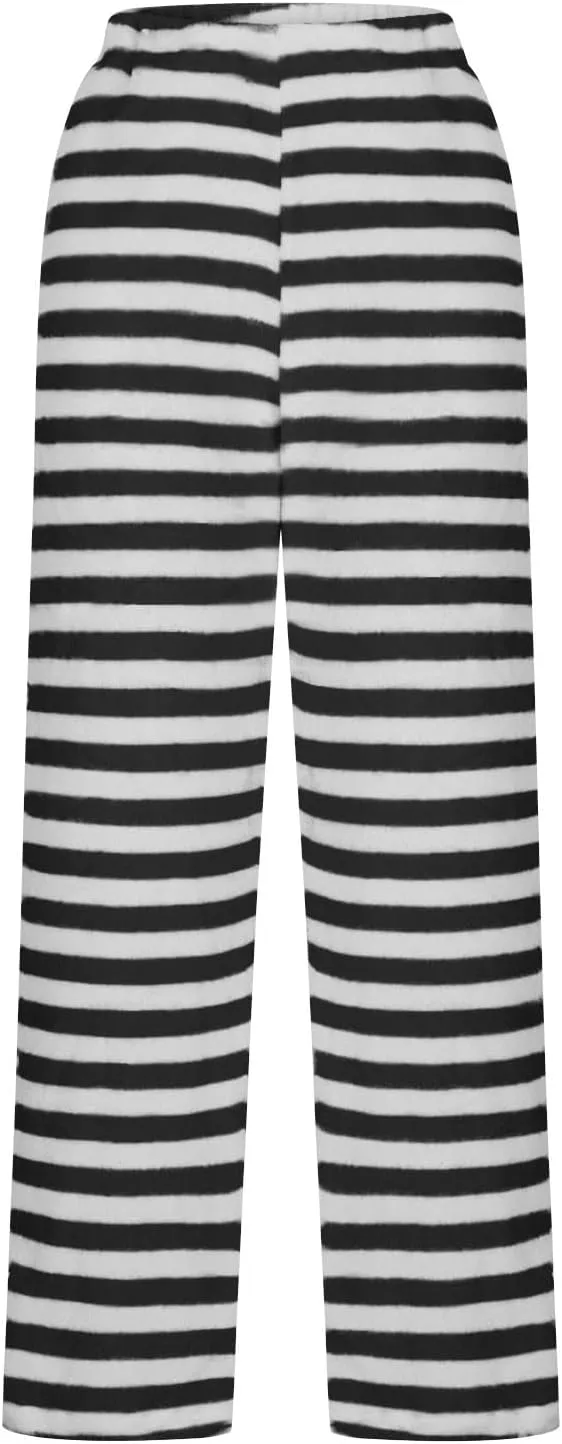Xiaojmake Fleece Lounge Sleep Pants Women Wide Leg Trousers Drawstring Low Rise Casual Loose Comfy Pajama Pants with Pockets