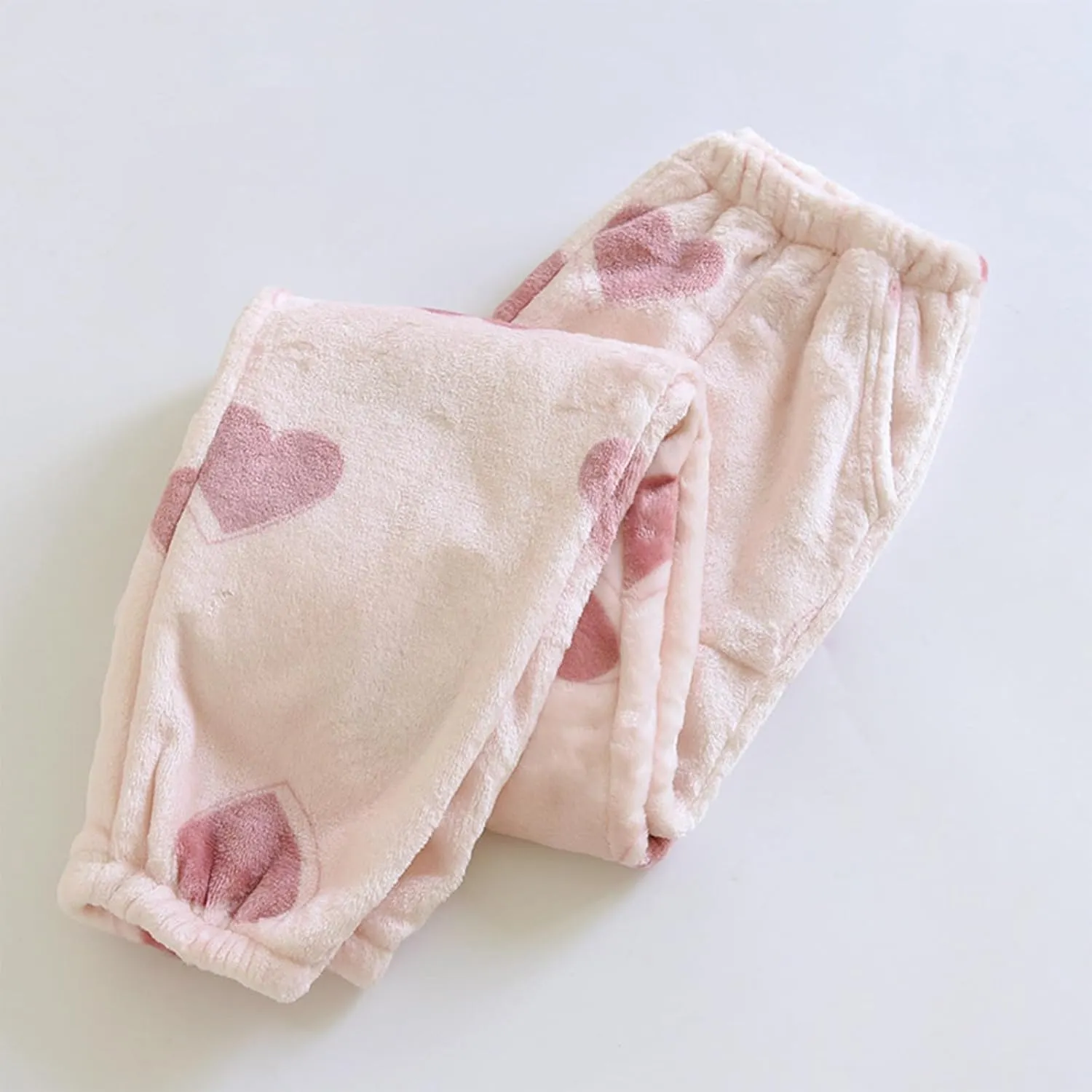 Xiaojmake Fuzzy Pajama Pants for Women Heart Print Comfy Lounge Sleep Pants Fleece Sherpa Lined Baggy Home Pant with Pokcets