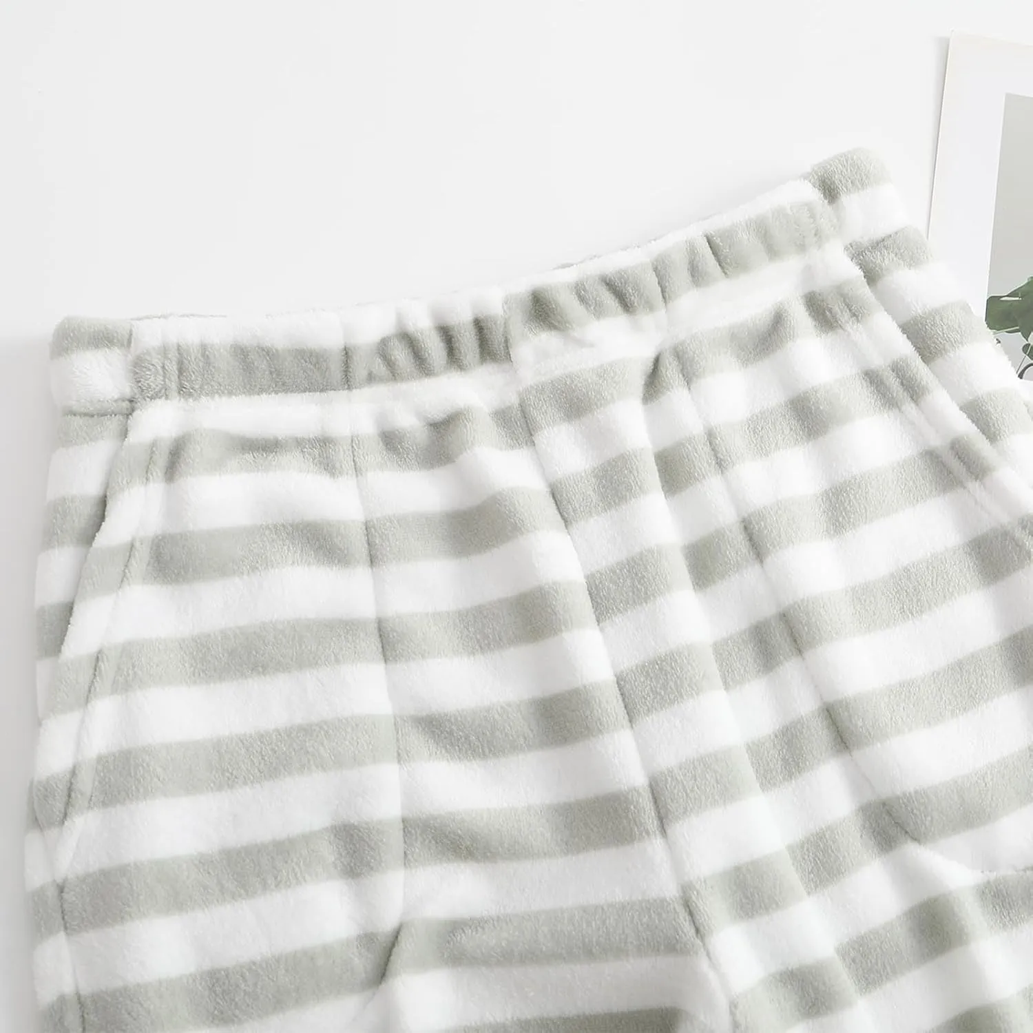 Xiaojmake Wide Leg Pajama Pants Long Striped Pj Pants Elastic Waistband Lounge Pant Sleepwear Flannel Home Pants with Pockets
