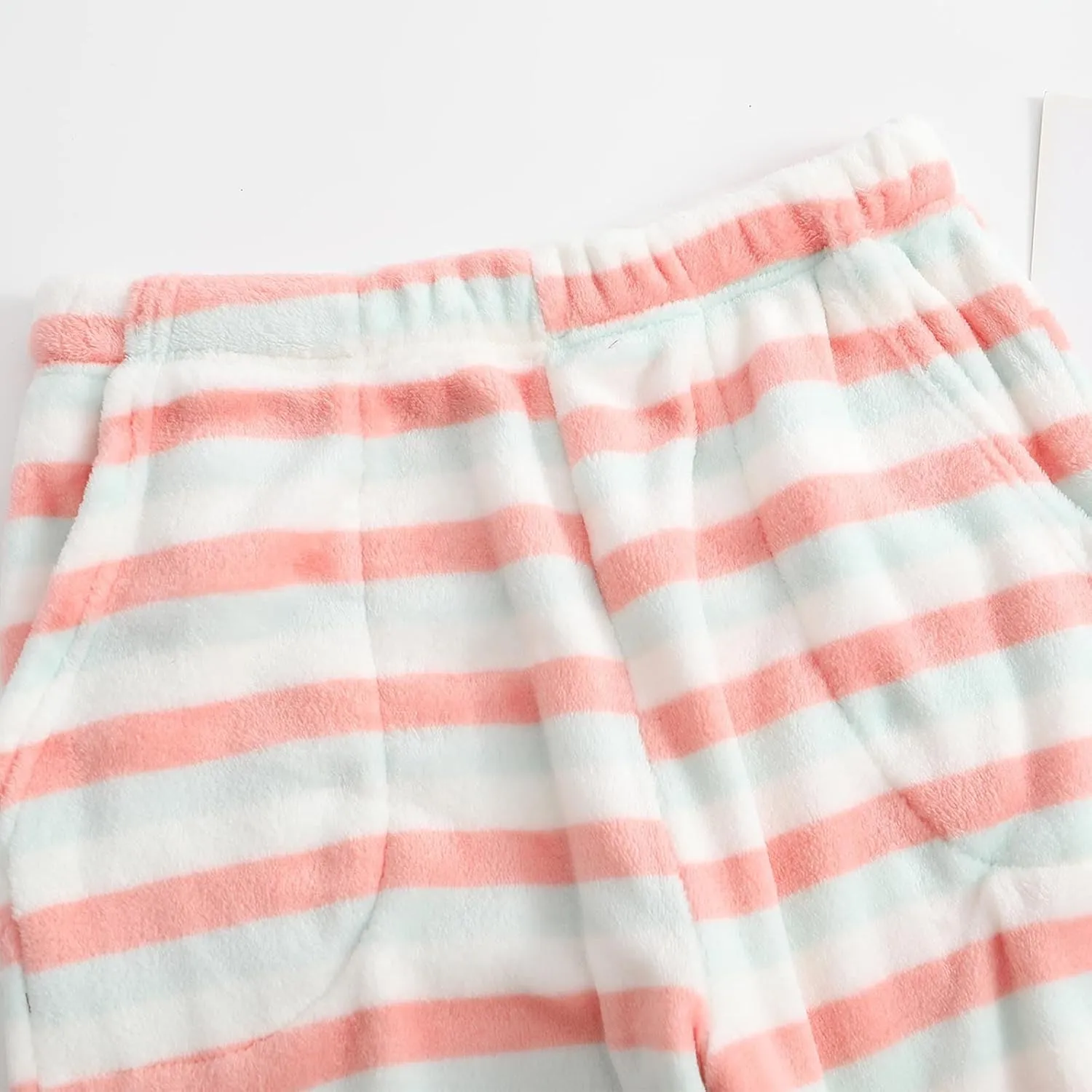 Xiaojmake Wide Leg Pajama Pants Long Striped Pj Pants Elastic Waistband Lounge Pant Sleepwear Flannel Home Pants with Pockets