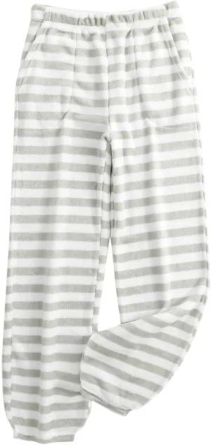 Xiaojmake Wide Leg Pajama Pants Long Striped Pj Pants Elastic Waistband Lounge Pant Sleepwear Flannel Home Pants with Pockets