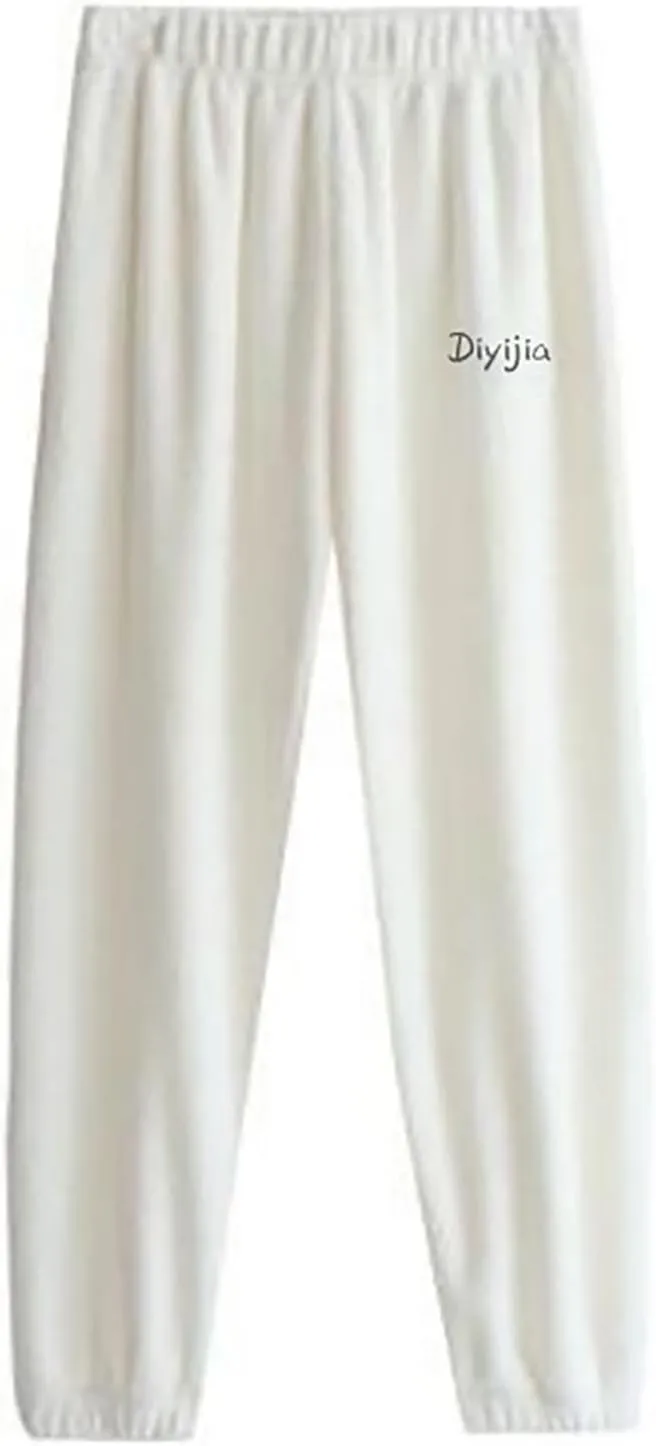 Xiaojmake Women Plus Size Cozy Flannel Pant Fluffy Pajama Pants Fuzzy Fleece Cozy Lounge Pants Winter Warm Cotton Pj Bottoms