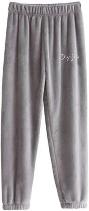 Xiaojmake Women Plus Size Cozy Flannel Pant Fluffy Pajama Pants Fuzzy Fleece Cozy Lounge Pants Winter Warm Cotton Pj Bottoms