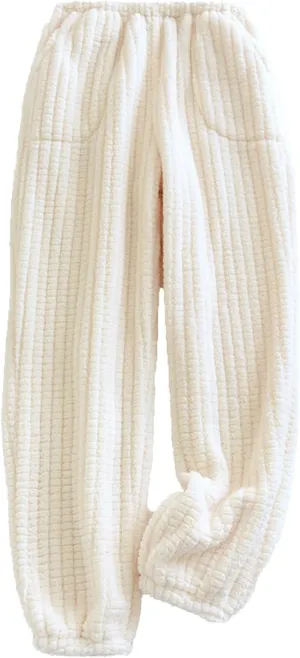 Xiaojmake Womens Fleece Pajama Pants Comfy Warm Pajama Lounge Bottom Warm Long Pants Sleepwear Velvet Home Pants with Pockets