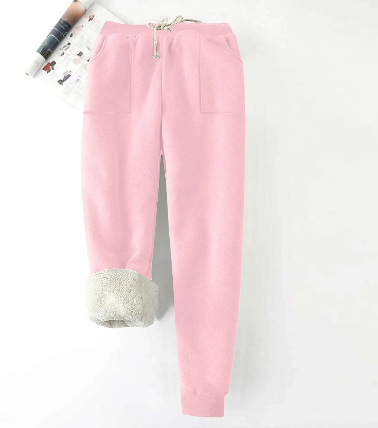 Xiaojmake Women's Warm Pj Pants Sherpa Lined Thermal Pajama Pants Athletic Workout Cotton Sweatpants Fleece Joggers Pants