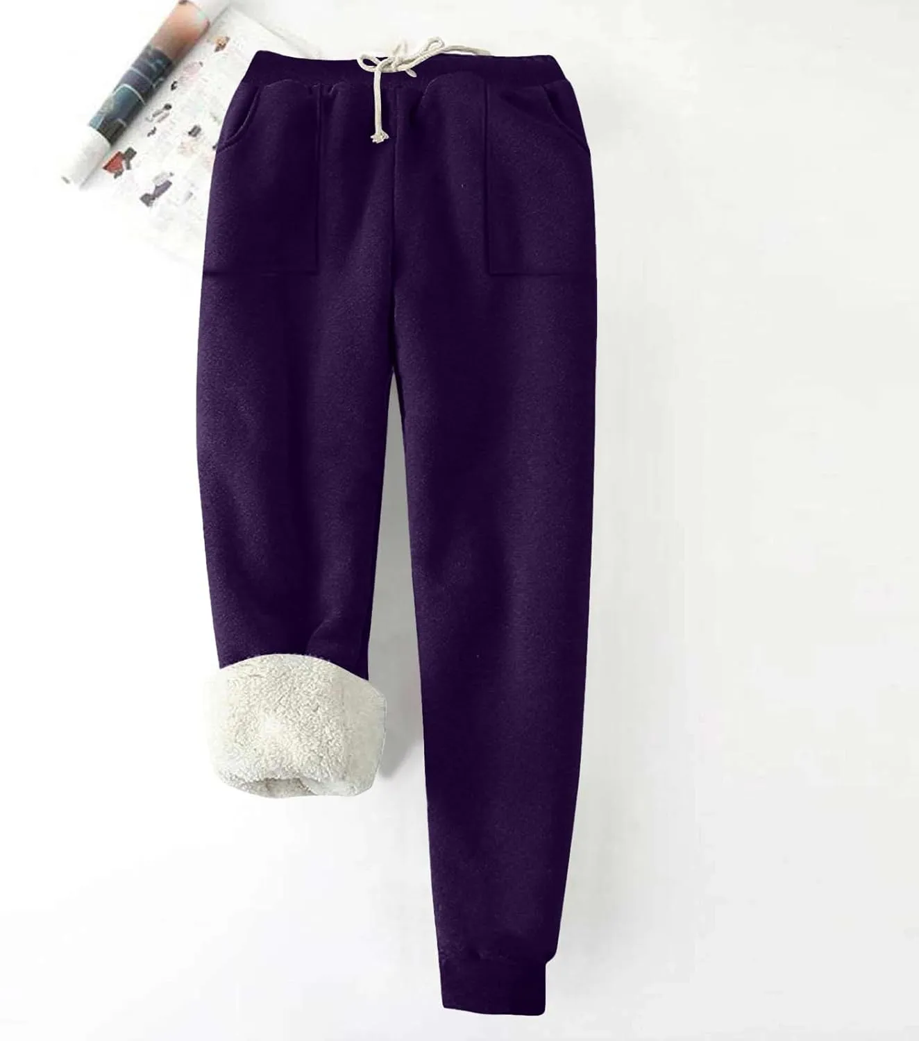 Xiaojmake Women's Warm Pj Pants Sherpa Lined Thermal Pajama Pants Athletic Workout Cotton Sweatpants Fleece Joggers Pants