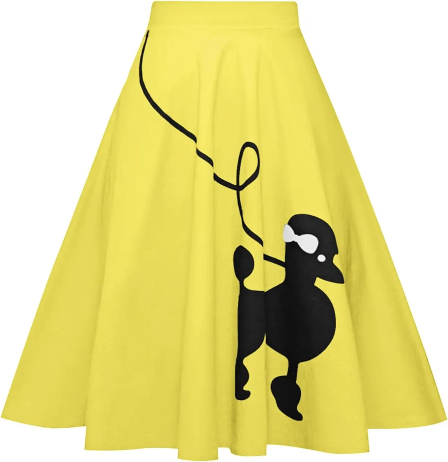 ZEZCLO Women's 50s Vintage Poodle Skirt Dog Printed High Waist Loose Fold Pleated A-line Zipper Skirts