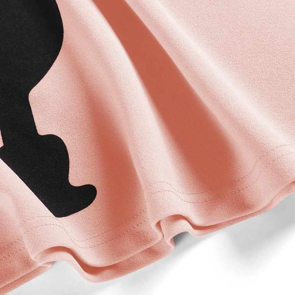ZEZCLO Women's 50s Vintage Poodle Skirt Dog Printed High Waist Loose Fold Pleated A-line Zipper Skirts