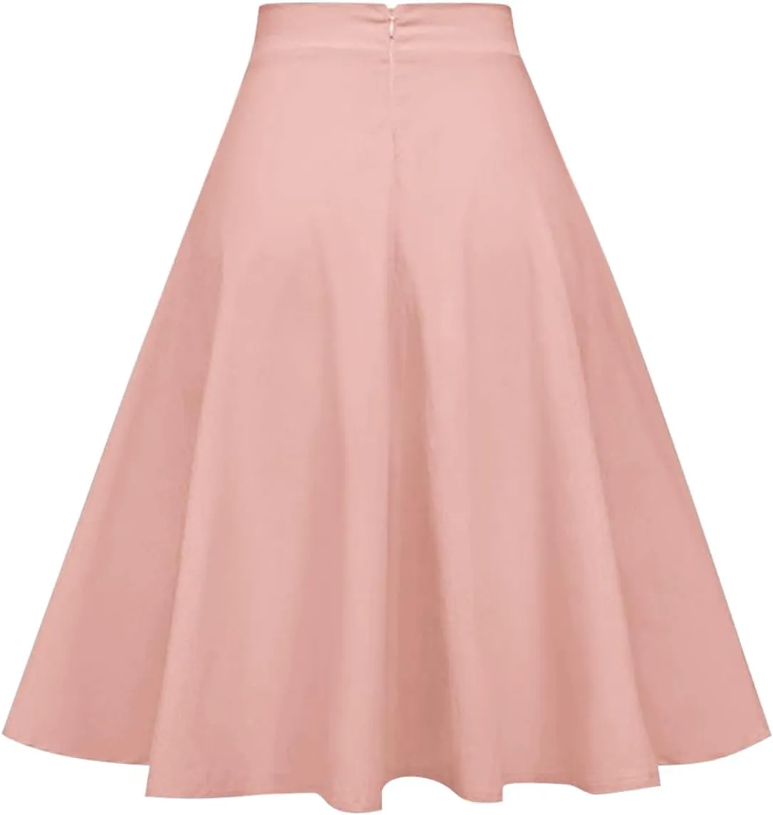ZEZCLO Women's 50s Vintage Poodle Skirt Dog Printed High Waist Loose Fold Pleated A-line Zipper Skirts
